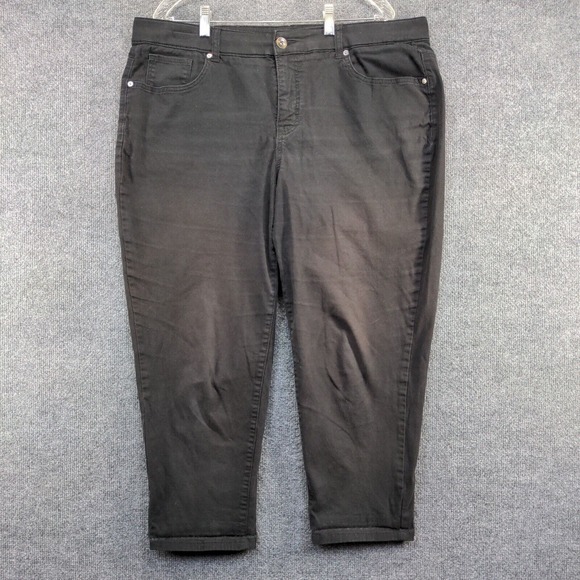 Terra & Sky Women's Cropped Skinny Leg Jeans Black Plus Size 18W 5-Pocket - Picture 2 of 10